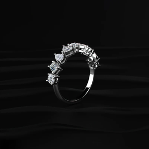 Bague demi-éternité multi-formes en diamant de 1,5 carat, nouvelle collection, diamant de laboratoire Royal Promise, couleur DE, clarté VVS-VS, certifié IGI - Product Image 2