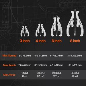 3 In/4 In/6 In/8 Heavy Duty 3 Jaw Bearing <b>Puller</b> Set Reversible Jaws 2 Jaw/3 Jaw Pulley <b>Puller</b> <b>Tool</b> 4 PCS Gear <b>Pullers</b> - Product Image 1