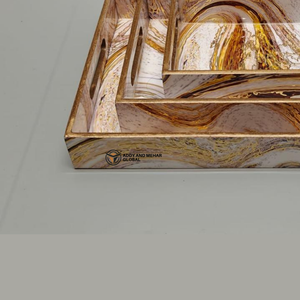 ชุดถาดเสิร์ฟลายเรขาคณิตสีดำและสีทอง 3 ชิ้น ทำจาก MDF และกระดาษ สำหรับตกแต่งบ้านและเสิร์ฟอาหาร - Product Image 5