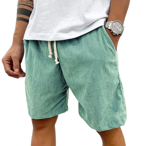Pantalones Cortos Bermuda de Pana para Hombre, de Poliéster Tejido, Cintura Media, con Cordón, Color Sólido, Casuales, Transpirables, para Verano - Product Image 5