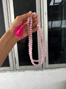 Collar Mala de Cuarzo Rosa Pulido con Cuentas, 108 Cuentas de Cristal Rosa con Borla para Meditación, Yoga, Feng Shui, RAIS AGATE Gujarat - Product Image 3