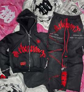 Chándal de moda transpirable de talla grande, liso, informal, de tejido suave y grueso para invierno, con lavado ácido, ecológico y personalizable. - Product Image 4