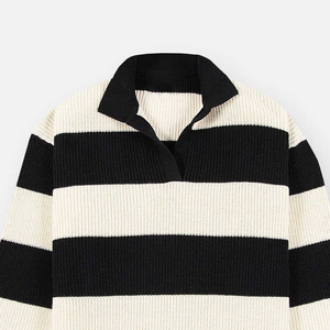 AL SWANS INTERNATIONAL Pull à col rond pour homme en polyester/coton rayé, tricoté, séchage rapide, anti-plis, personnalisable, manches longues - Product Image 2