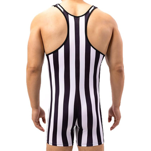 Black White Striped <b>Wrestling</b> Singlet Spandex Polyester Four-Way Stretch Athletic Wear One Piece Tank Top - Product Image 5