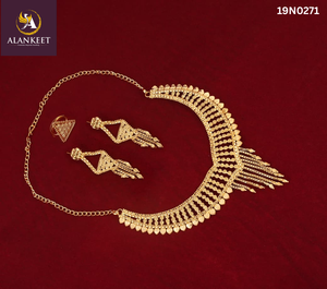 Ensemble de collier en laiton plaqué or 24 carats avec chaîne à maillons, ensemble de bijoux complet - Product Image 1