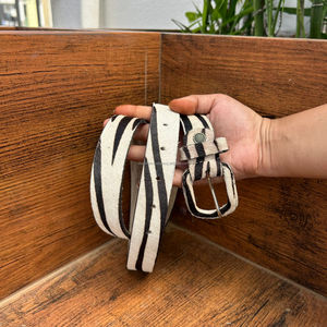 Nuevo cinturón clásico de cuero de vaca con estampado de cebra hecho a mano con estilo, cinturones Unisex de cuero genuino Real desgastados personalizados - Product Image 2