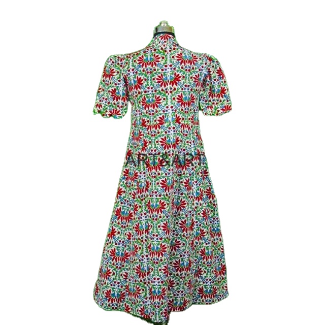 Short Sleeve Bridesmaid Partywear Casual Cotton Dresses Women's Summer Wear  Floral Printed Cotton V-Neck Midi Dress For Weddings| Alibaba.com
