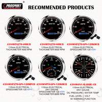 Pour nouveau compteur de vitesse GPS 110 mm (4-3/8 po) 220 km/h, odomètre 12/24 V, cadran noir, LED blanc, IP67, lunette en acier inoxydable 316