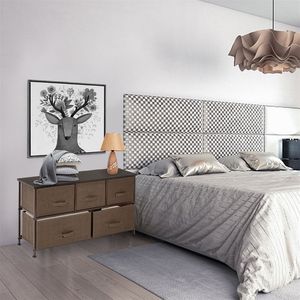 Cassettiera a 2 livelli con 5 cassetti in tessuto a facile apertura, mobiletto multiuso per cameretta, unità organizer con struttura in metallo - Product Image 2