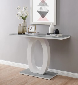 Modern High <b>Gloss</b> <b>White</b> Iron Console Table with Metal Top and Leg Base Combination Design for Living Room Entryway - Product Image 4