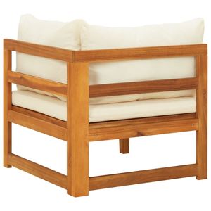 Sofá de Esquina para Jardín de Madera de Acacia Sólida, Color Blanco Crema, 100% Poliéster, Tamaño Mediano - Product Image 5