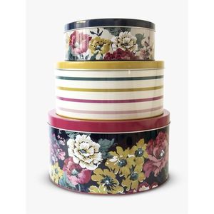 Floral Metal Storage Tin <b>Set</b> Decorative Round Cookie Containers Nesting Cake Boxes with Lids for Kitchen Food Storage Gift Box - Product Image 1