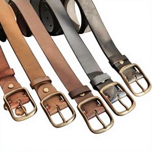 Ceintures en cuir de buffle véritable imprimé de marque personnalisée, modèle solide, carré, acier, durable, écologique, couleurs variées - Product Image 1