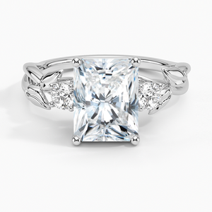 Bague BOJ 028 en argent 925, coupe radiante, trois pierres en forme de saule en bourgeonnements, diamant 2 carats couleur D VVS1, moissanite certifiée GRA, prix bas - Product Image 1