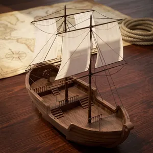 โมเดลเรือใบไม้โบราณ งานแฮนด์เมด ของตกแต่งบ้านสไตล์ทะเล ของสะสม ของขวัญ - Product Image 2