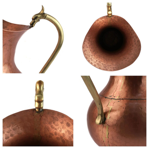Pichet à eau en cuivre avec poignée en laiton en forme de dragon, pichet de service vintage, carafe décorative traditionnelle pour la maison et l'hôtel - Product Image 3