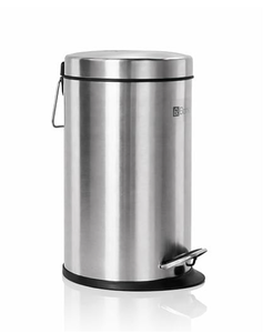 Cubo de basura redondo de acero inoxidable con tapa y pedal para cocina, baño, oficina y hogar. - Product Image 1