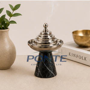 Modern Metal And Marble Incense Burner Minimalist Stainless Steel Bakhoor Holder For Oud & Frankincense Elegant Home Office Use - Product Image 2