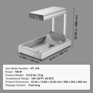 Lampada Elettrica Commerciale da 750W in Acciaio Inossidabile per Riscaldare Alimenti, Scaldapatatine Fritte, Stazione di Riscaldamento e Mantenimento a 104 Posizioni - Product Image 4