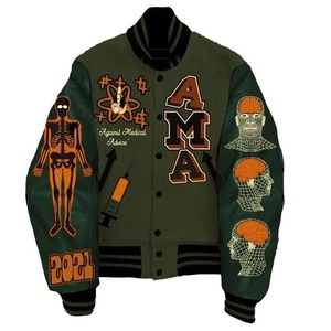 Chaqueta Varsity de Lana Transpirable y Ecológica al por Mayor con Cuello Alto y Diseño Personalizado para Hombre y Mujer - Product Image 4