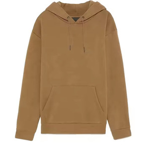 Ensemble de survêtement à capuche marron pour homme, couleur unie, pantalon de survêtement décontracté long avec poches latérales, 100% coton, vêtements d'automne - Product Image 2