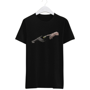 T-shirt personnalisé brodé, motif mains artistiques, coupe oversize unisexe, streetwear, coton de haute qualité, mode décontractée, usine OEM ODM - Product Image 1
