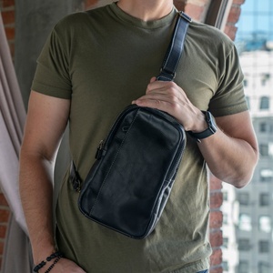 Good Quality Men Genuine Shoulder Chest <b>Bags</b> Cross-Body Anti-Theft Lightweight <b>Soft</b> Fabric Factory Price Chest <b>Bag</b> Pu <b>Leather</b> - Product Image 1