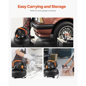 Compressore d'aria portatile da 6 galloni, 1.7HP, 2.3CFM a 90PSI, senza olio, per pneumatici, con pressione massima di esercizio di 150PSI - Product Image 5