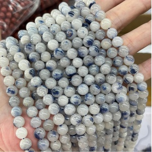 Perles de pierre précieuse Dumortierite blanche naturelle, brin de 15 pouces, perles en vrac pour la fabrication de bijoux, Zubeda Gems, certifiées IGI, Rajasthan - Product Image 5