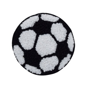 Parche Bordado Ecológico para Coser, Diseño de Balón de Fútbol, Negro y Blanco, Circular, Aplique de Fieltro No Tejido para Tela - Product Image 4
