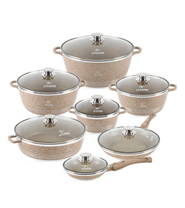 Ensemble complet d'ustensiles de cuisine antiadhésifs en granit avec couvercles, poignées de poêle amovibles, ensemble de cuisine pratique et luxueux - Product Image 1