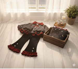 Ensemble deux pièces décontracté pour filles, imprimé, doublé polaire, en laine épaisse et polyester/coton, coupe-vent, manches longues, pour filles de 90 à 140 cm - Product Image 6