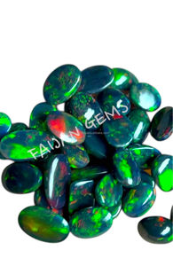 โอปอลเอธิโอเปียสีดำธรรมชาติ หินหลวมทรงหลังเบี้ยขัดเงา รูปทรงผสม ขนาดต่างๆ คริสตัลทรงหลังเบี้ยสำหรับทำเครื่องประดับ - Product Image 4