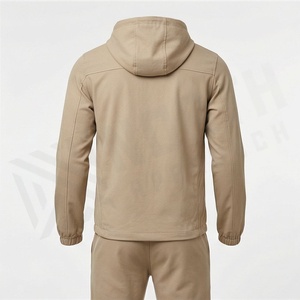 Survêtement à capuche pour homme, fermeture éclair intégrale, couleur unie, vêtements de sport décontractés avec poches latérales, polyester respirant, vêtements d'automne - Product Image 2