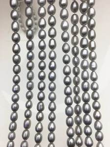 Perlas de Agua Dulce Ovaladas Grises de 5-7mm, Hebra Suelta para Fabricación de Joyería, Venta al Por Mayor, Alto Brillo - Product Image 2