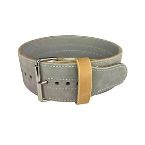Cinturón de Levantamiento de Pesas Personalizado de Cuero Genuino de Ante con Hebilla de Acero de Una Sola Punta Color Plata para Powerlifting - Product Image 1