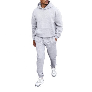 Brand Customized Breathable Men's <b>Matching</b> <b>Set</b> Pullover Oversized Hoodie <b>Jogger</b> Pants <b>Set</b> Blank 2 Piece Tracksuits - Product Image 1