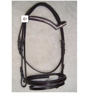 Bridon en cuir de qualité supérieure avec sangles réglables et muselet rembourré pour l'équitation - Product Image 2