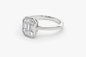 best quality Platinum Emerald Cut Diamond Engagement <b>Ring</b> Bezel Setting Octagon Shape Women's Classic Fine Jewelry - Product Image 2