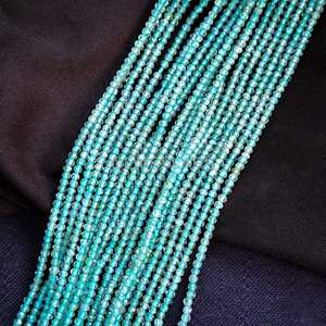 Cuentas redondas microfacetadas de apatita azul natural de 2 mm, cuentas de apatita azul con corte de diamante para la fabricación de joyas, gemas sueltas facetadas al por mayor. - Product Image 6