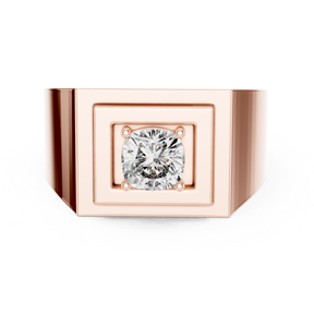 Rose Gold Lab Grown Cushion Cut <b>Diamond</b> Signet <b>Ring</b> for Men, Modern Statement <b>Ring</b>, Minimalist Fine Jewelry Gift, Custom Design - Product Image 2