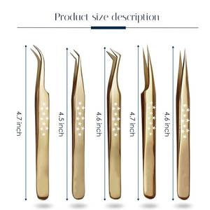 ชุดแหนบต่อขนตาเคลือบทอง ปลายเรียบละเอียด สำหรับการต่อขนตา - Product Image 4