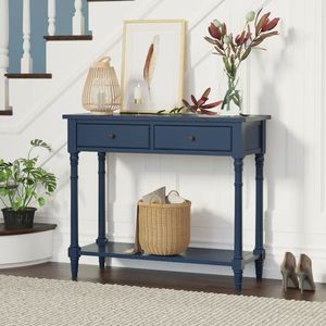Table console en bois d'acacia, meuble durable et naturel, pour salon, entrée, couloir, chambre, décoration intérieure, table de rangement décorative - Product Image 1