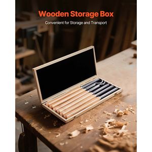 Set di 6 Utensili per Tornitura del Legno con Punta Diamantata Quadrata, per Sgrossatura e Finitura, Utensile per Dettagli e Foratura con Manico in Legno - Product Image 5