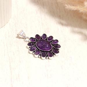 Handmade Amethyst Silver Pendant | Purple Crystal <b>Necklace</b> | Bohemian Chakra Jewelry Gift for Women - Product Image 4