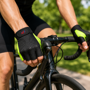<b>Half</b> Finger Cycling Gloves Neon Accent Anti <b>Slip</b> Gel Pad Fitness Bike Gloves Wholesale OEM Custom Logo - Product Image 4