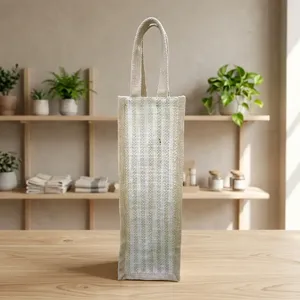 Stylish Natural Jute <b>Bottle</b> <b>Gift</b> <b>Bag</b> Reusable Wine Carrier with Durable Construction for Beverage Packaging Celebrations Events - Product Image 1
