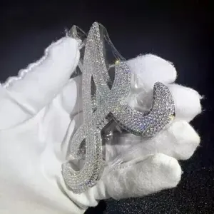 Pendentif personnalisé en moissanite véritable de 3 carats, coupe ronde, plaqué or blanc 14 carats, cadeau hip-hop pour femme - Product Image 6