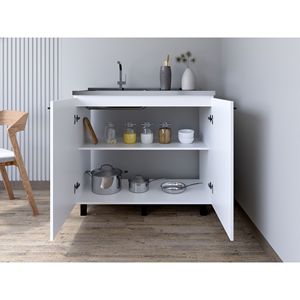 Mobiletto da cucina Burwood bianco con lavello integrato - Product Image 2