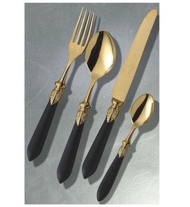 Ensemble de 4 couverts en acier inoxydable poli miroir doré, couteau, fourchette, cuillère, manche long, couverts de luxe - Product Image 4